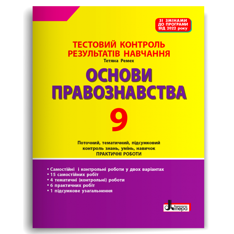 Основи правознавства. 9 клас. Тестовий контроль результатів навчання 